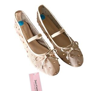 Juicy Couture Cream Ballet Flats with Studded Details